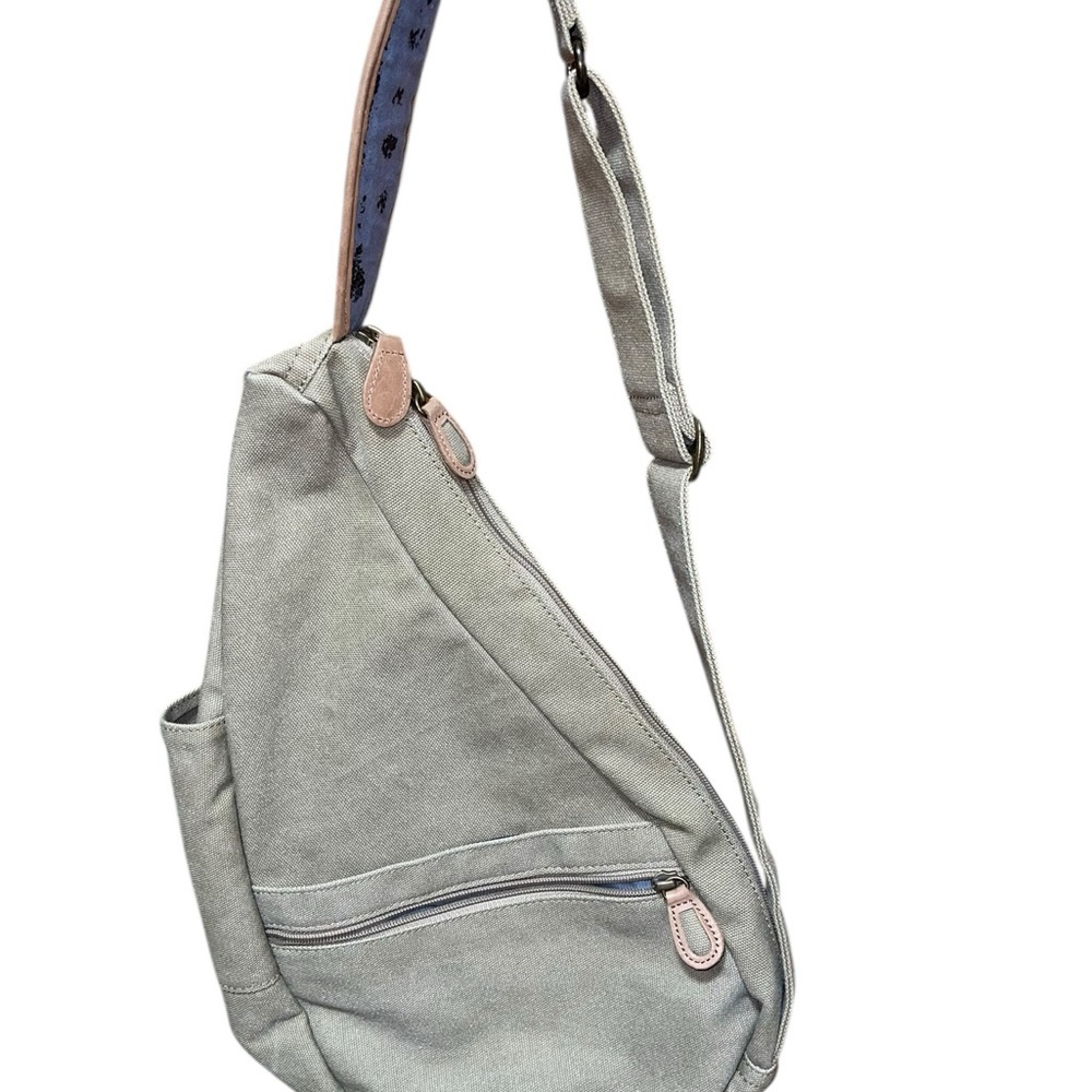 L.L. Bean Khaki and Brown AmeriPack Back Saver Crossbody Bag— Logo Tag Visible - Picture 2 of 9